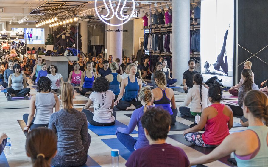 A yoga class at Lululmelon's Regent Street store